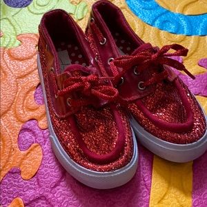 Red sparky BlueFin tennis shoes